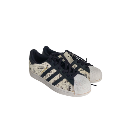 Adidas Cloud White And Black Superstar Label Collage Shoes | Brand New |