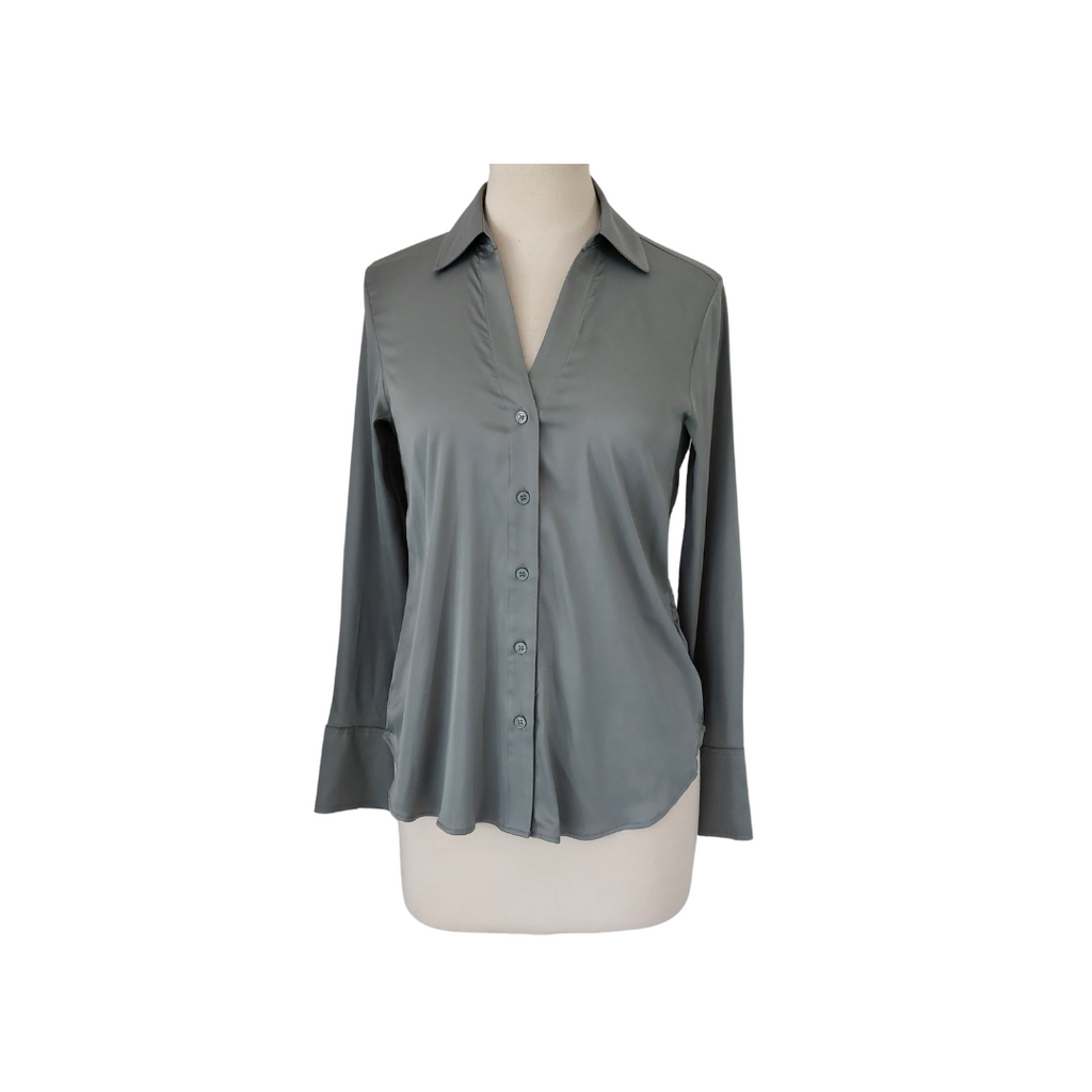 H&M Grey Collared Satin Shirt | Brand New |