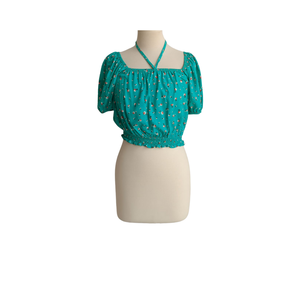 Papaya Green Floral Printed Crop Top | Brand New |