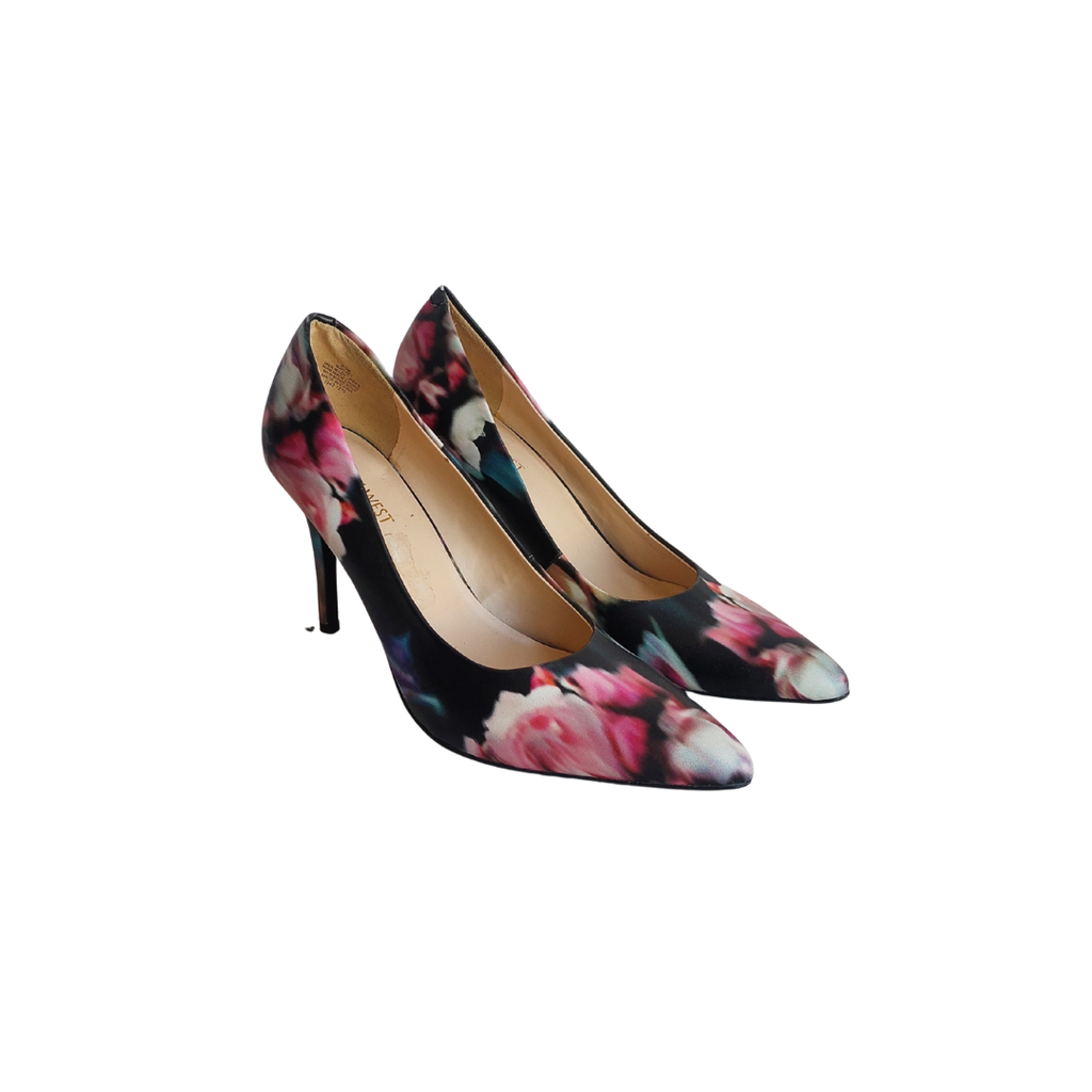 Nine West Black Floral Pattern Heels | Pre Loved |