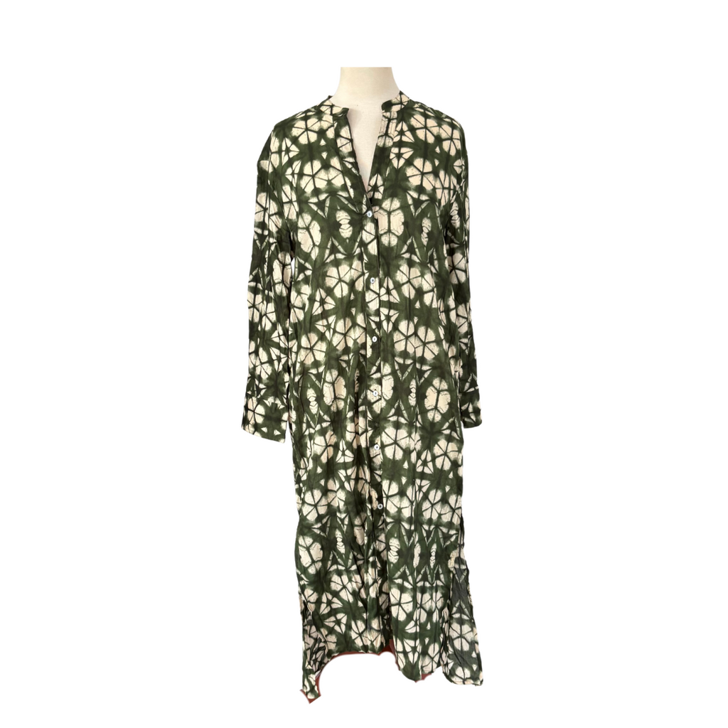 ZARA Green & Cream Printed Button Up Tunic | Pre Loved |