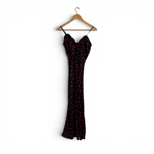 River Island Black And Red Floral Dress | Gently Used |