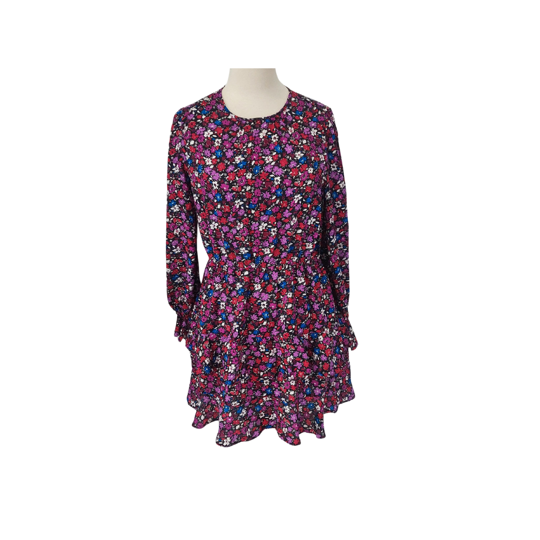 Quiz Purple Floral Printed Knee-length Dress | Brand New