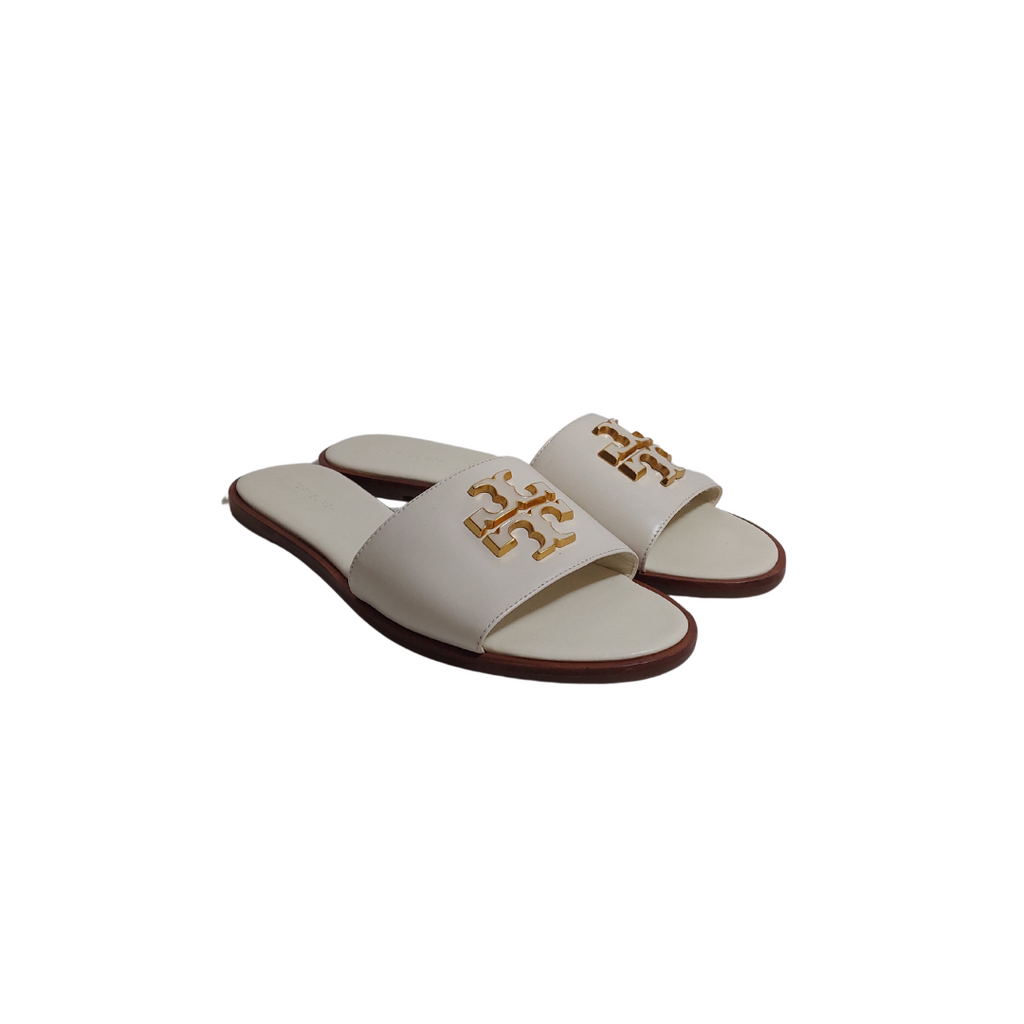 Tory Burch White Leather Everly Slides | Gently Used |