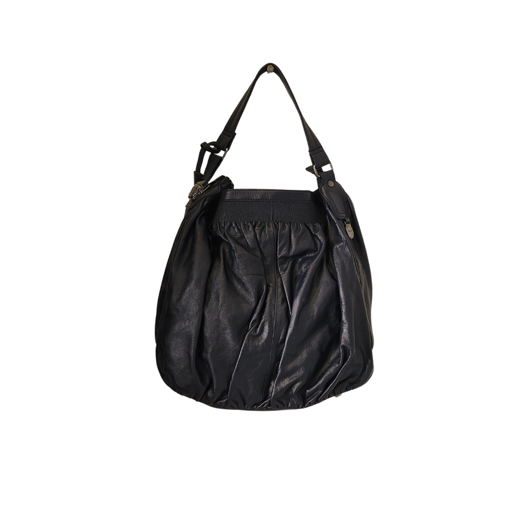 Nicole Farhi Navy Leather Large Shoulder Bag | Pre Loved |