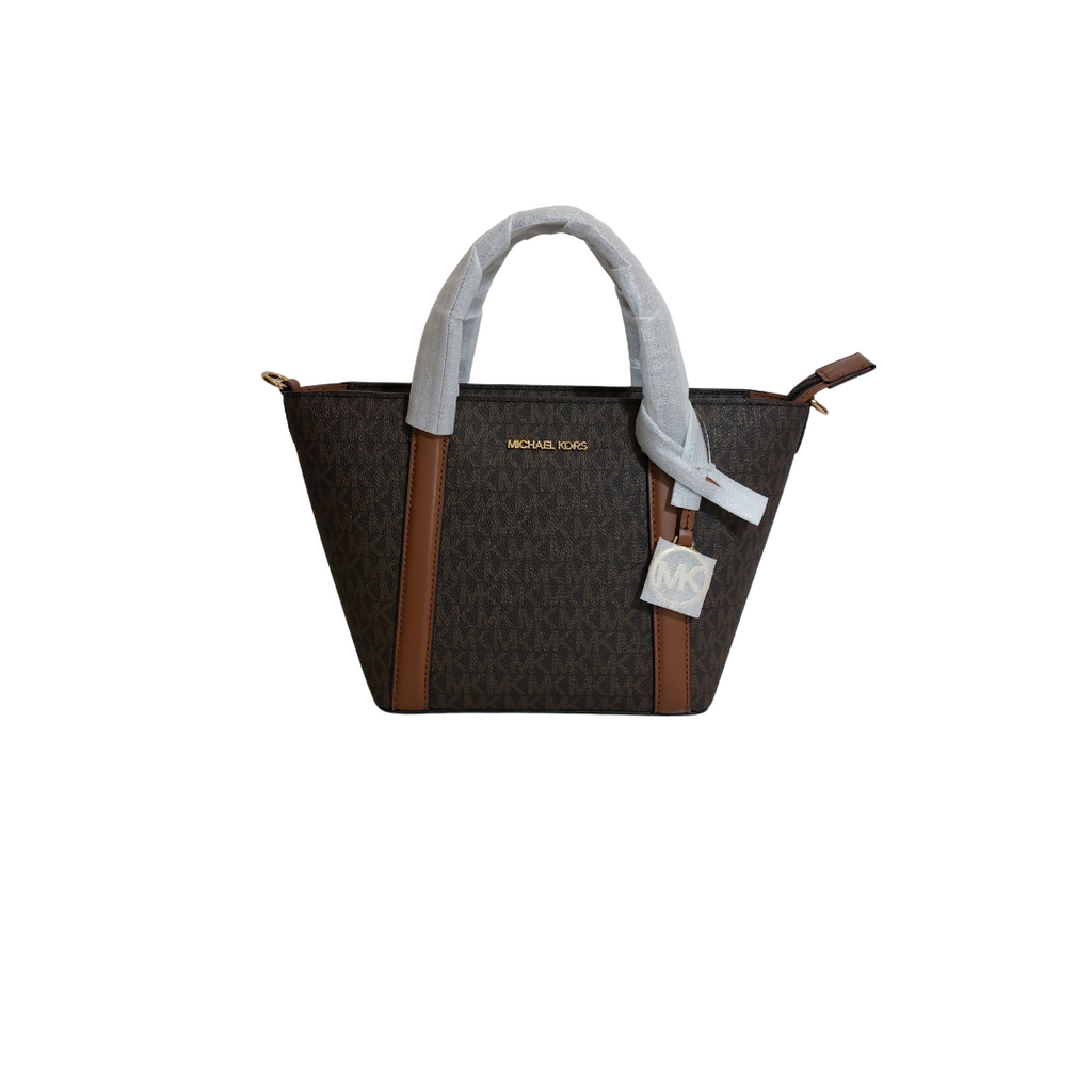 Michael Kors Brown Leather 'Pratt' Small Messenger Crossbody Bag | Brand New |