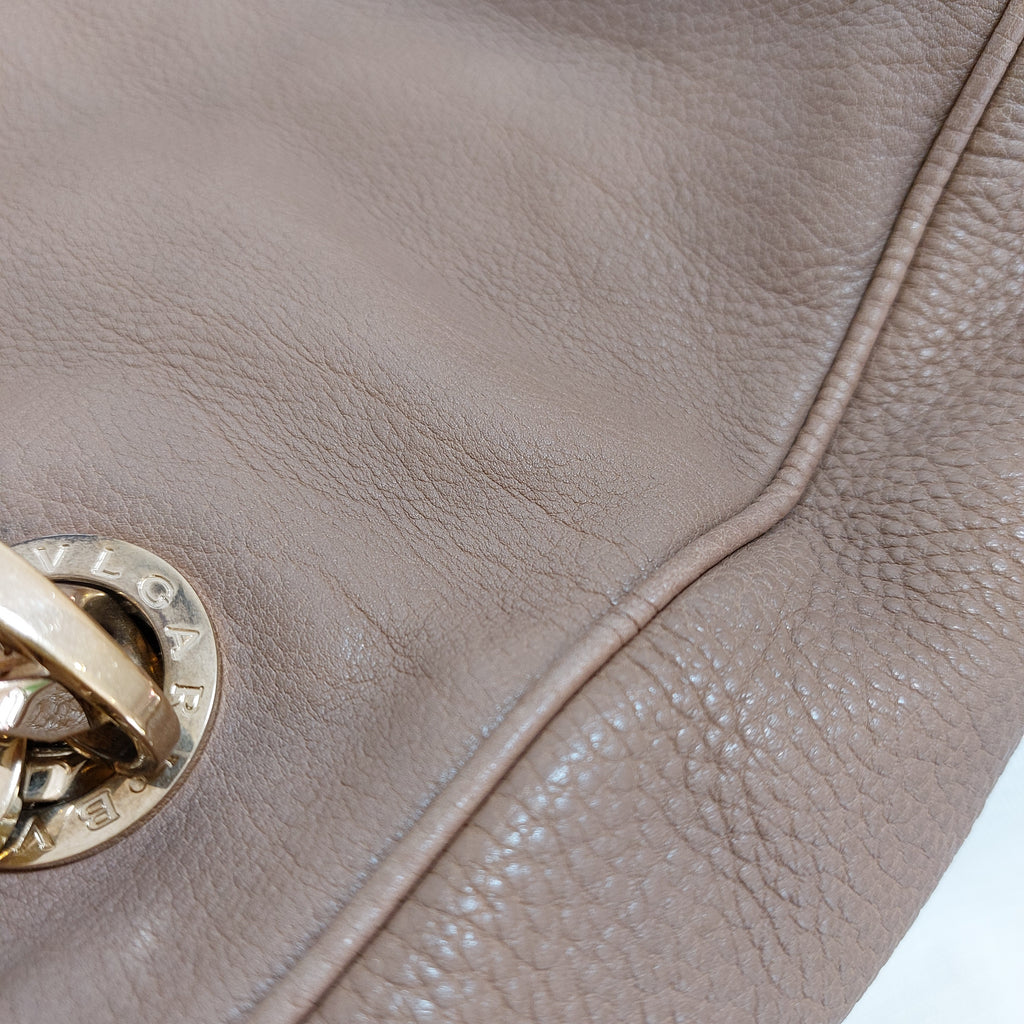 Bvlgari Taupe Leather Shoulder Bag | Pre Loved |