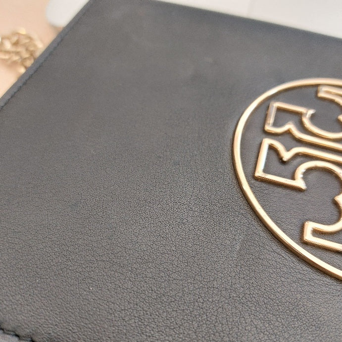 Tory Burch Black Leather 'ISABELLA' Clutch | Pre Loved |