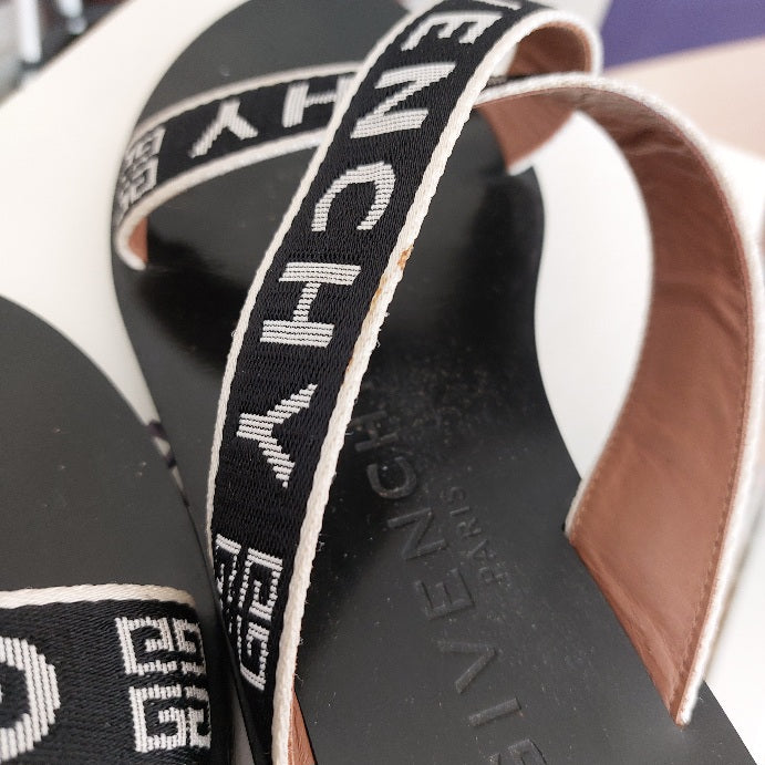 Givenchy Black & White Criss Cross Strap Sandals | Pre Loved |