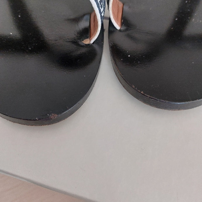 Givenchy Black & White Criss Cross Strap Sandals | Pre Loved |