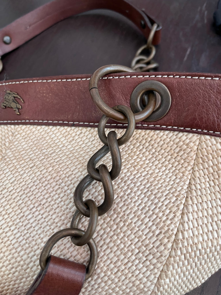 Burberry Blue Label Hemp Vintage Leather Chain Shoulder Bag | Pre Loved |