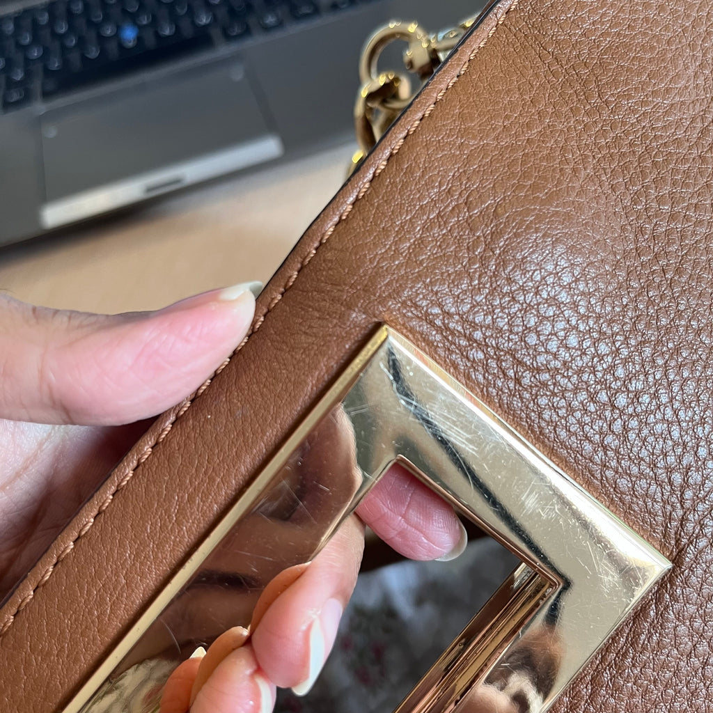 Michael Kors Berkley Luggage Brown Leather Crossbody Bag | Pre Loved |