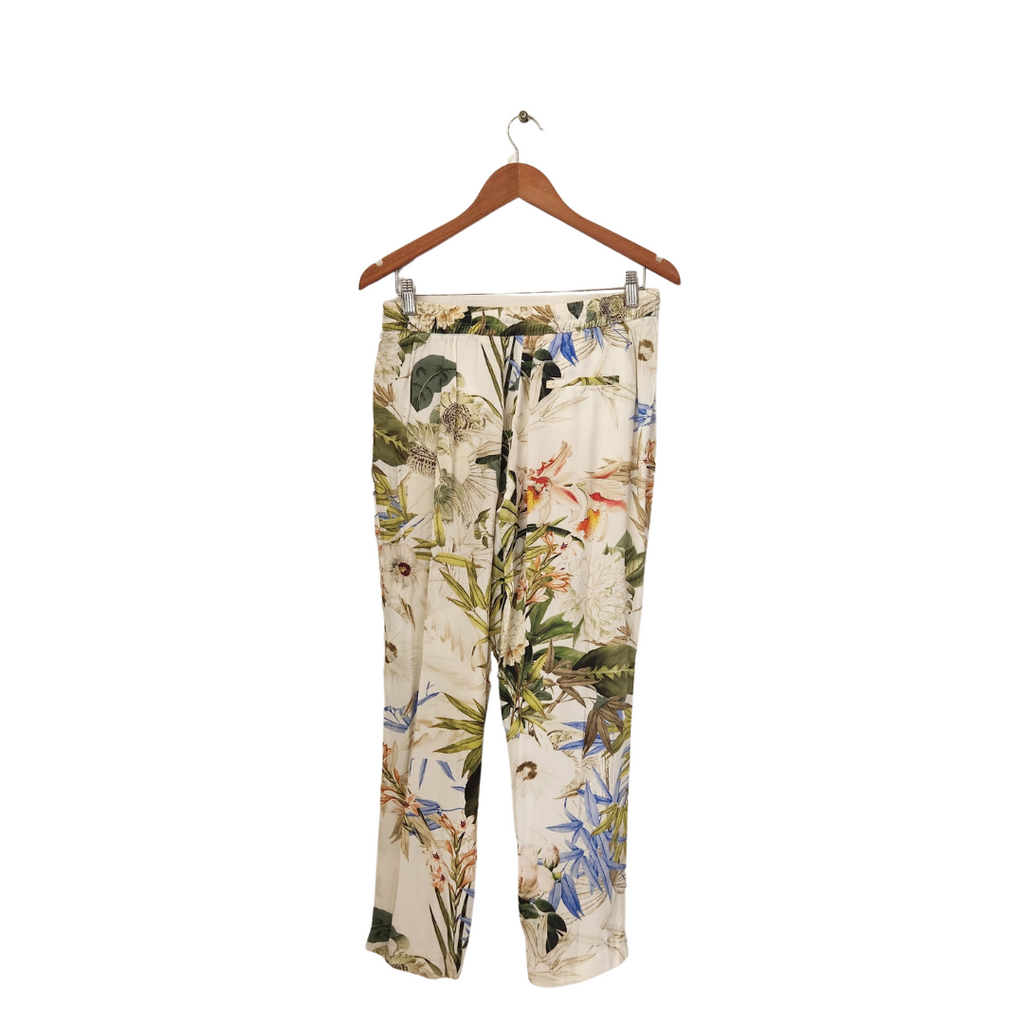 ZARA Beige Floral Multicoloured Printed Pants | Pre Loved |