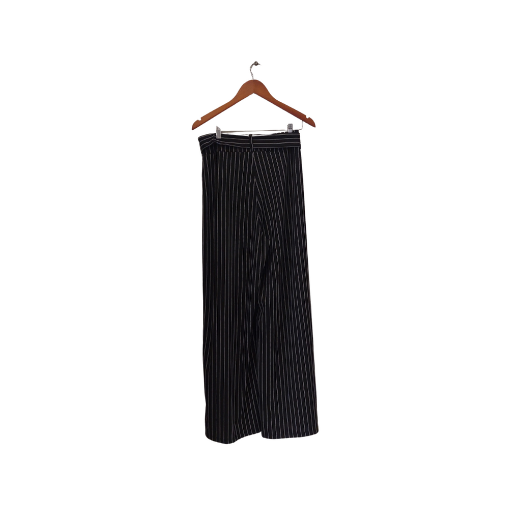 ZARA Black & White Stripe Belted Wide-leg Pants | Brand new |