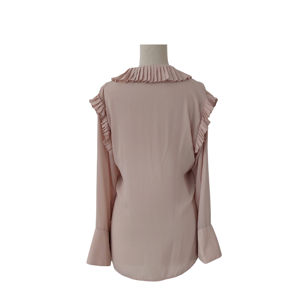 Rania Beige Frill Pleated Blouse | Pre Loved |