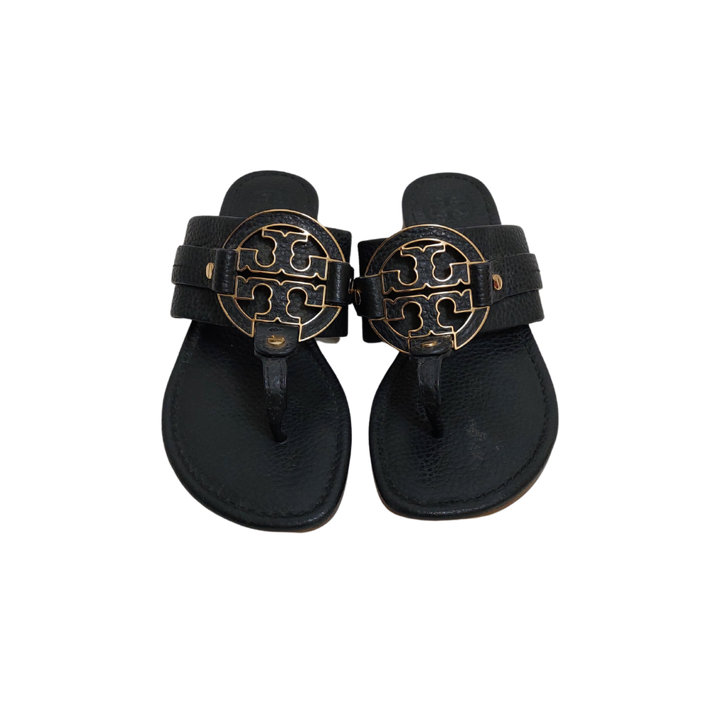 Tory Burch Black Leather 'Amanda' Sandals | Gently Used |
