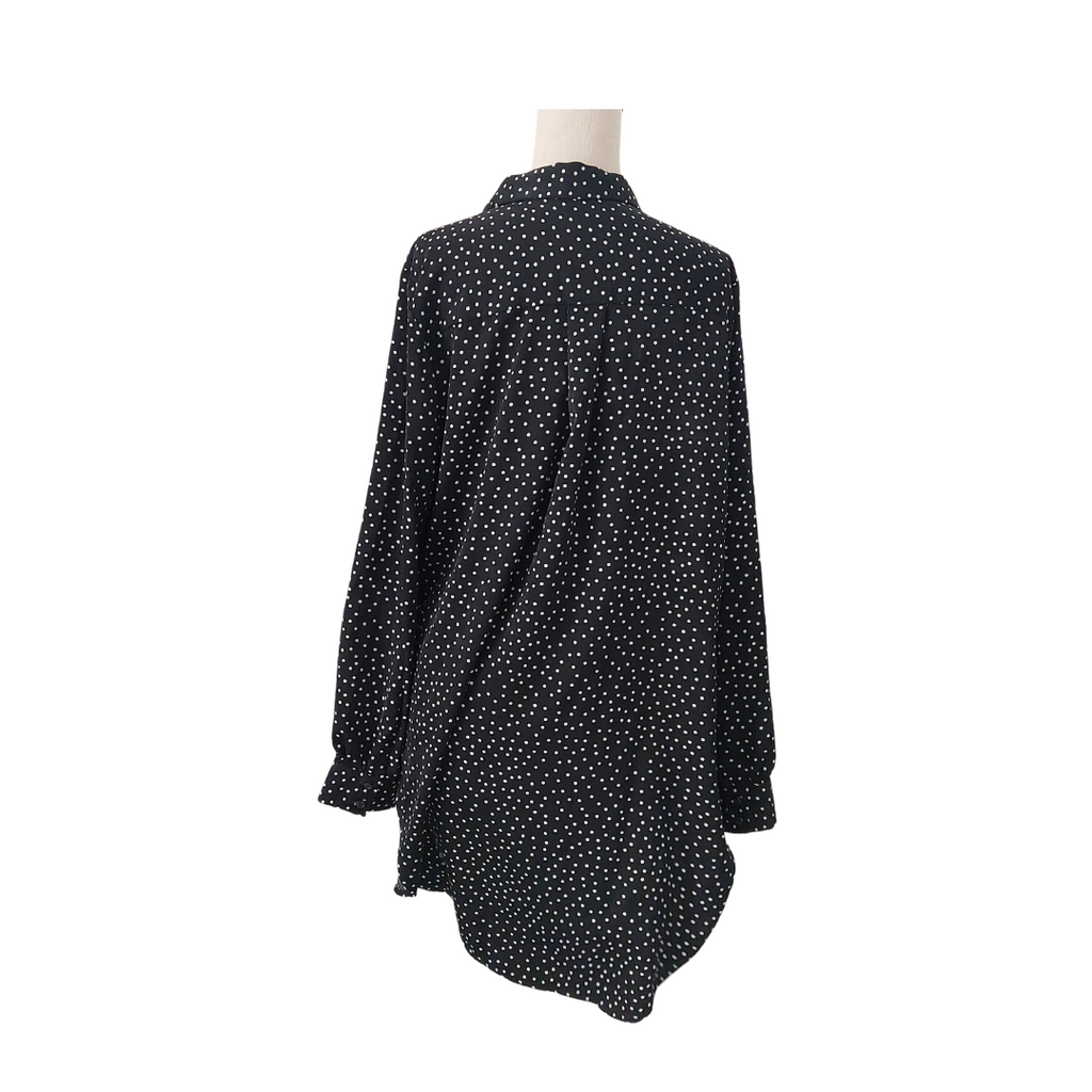 Express Black and White Polka Dot Long Top | Gently Used |