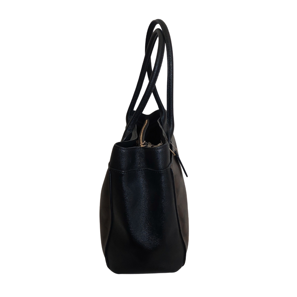 Coach Brown & Black Signature Coated Canvas 'Casey' Tote Bag | Pre Loved |