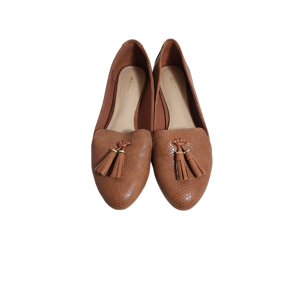 ALDO Brown Textured Afiedia Tassel Loafers | Gently Used |