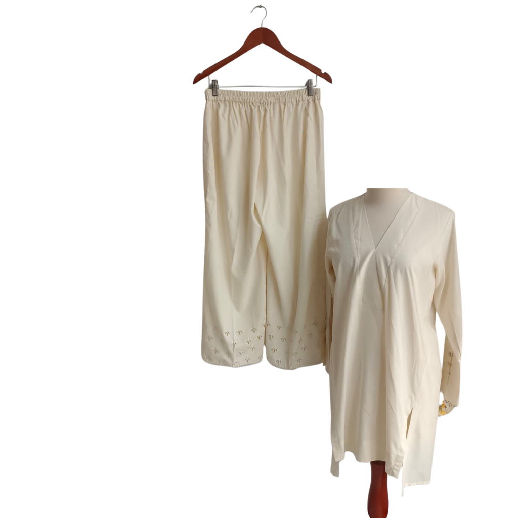 Uzma Sattar Cream Solid Co-ord Set | Like New |