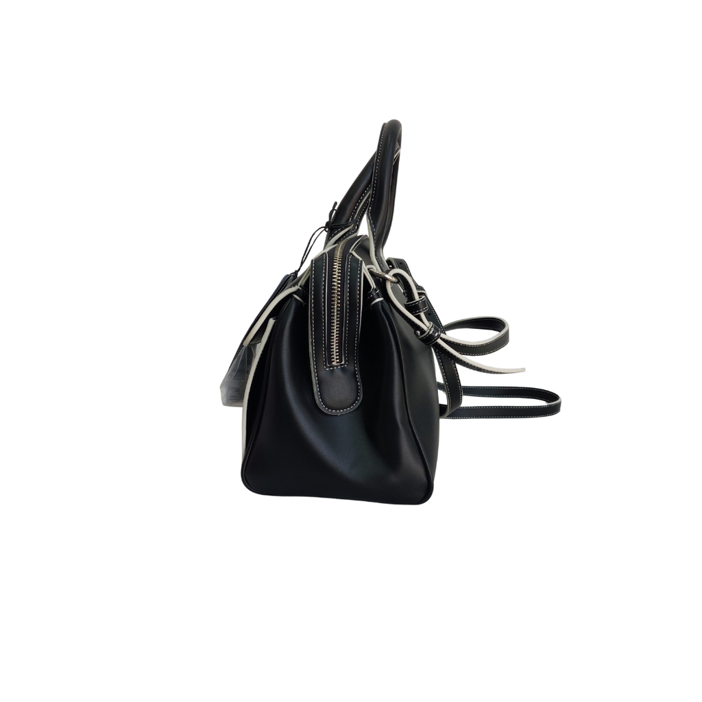 Armani Exchange Black White White Trim Leatherette 'Jane' Handbag | Gently Used |