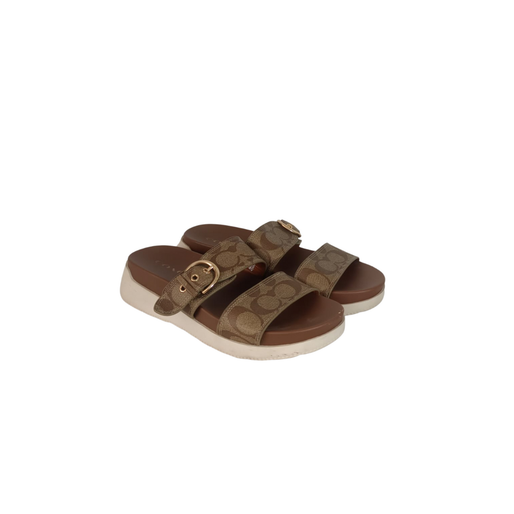 Coach Brown Monogram Signature Gwen Sandals | Pre Loved |