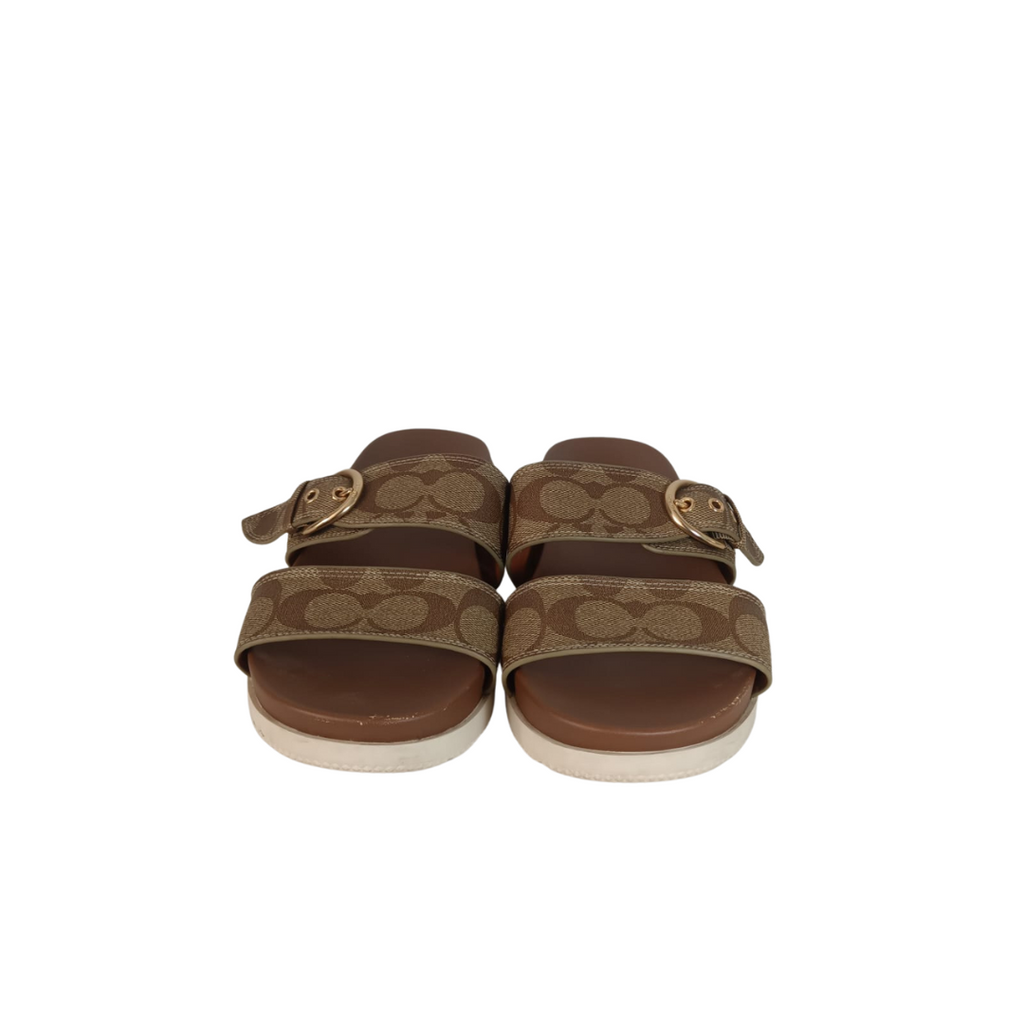 Coach Brown Monogram Signature Gwen Sandals | Pre Loved |