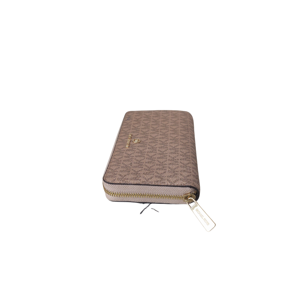 Michael Kors Rose Gold Jet Set Charm Zip Around Wallet | Pre Loved |