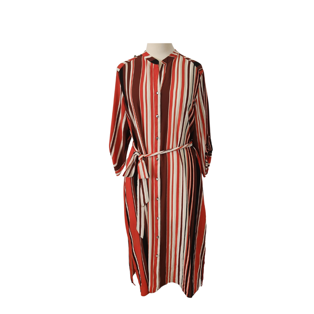 Wallis Striped Orange Belted Button-down Dress | Brand New |