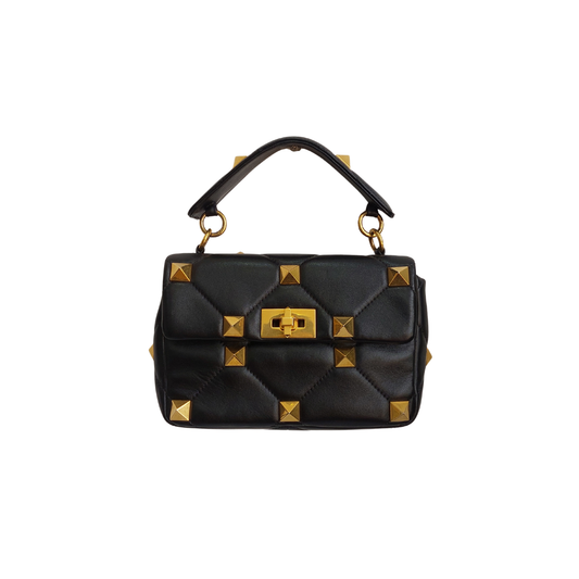 Valentino Garavani Black Roman Stud Quilted Leather Shoulder Bag | Gently used |