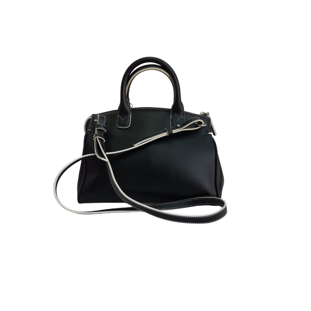 Armani Exchange Black White White Trim Leatherette 'Jane' Handbag | Gently Used |