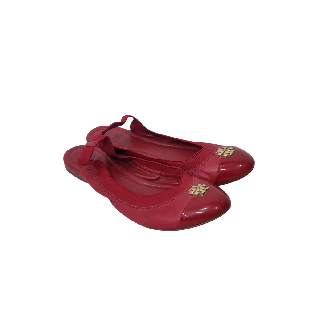 Tory Burch Red Leather 'Jolie' Slingback Flats | Pre Loved |