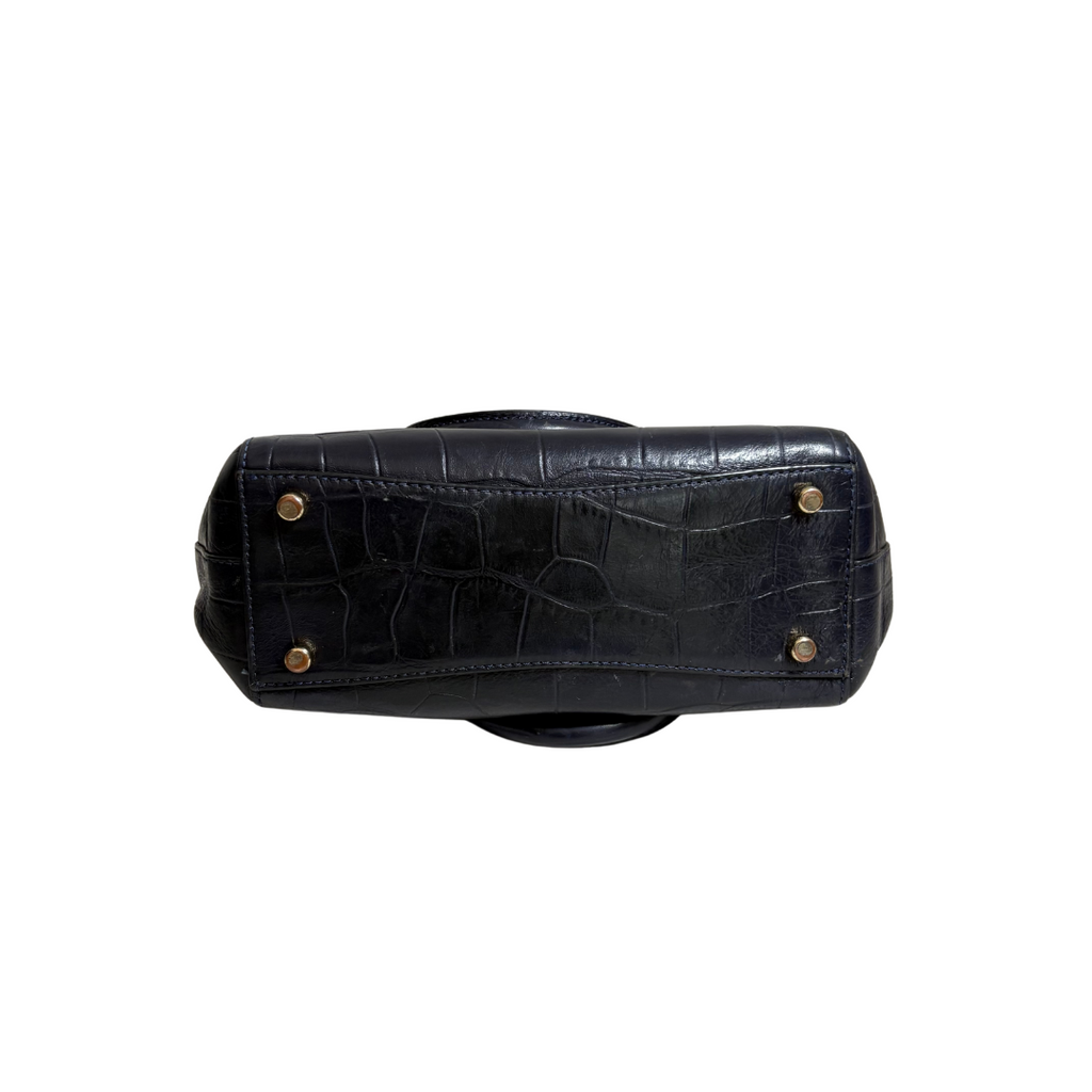 Coach Navy Crocodile Embossed Leather Crossbody Bag | Pre Loved |
