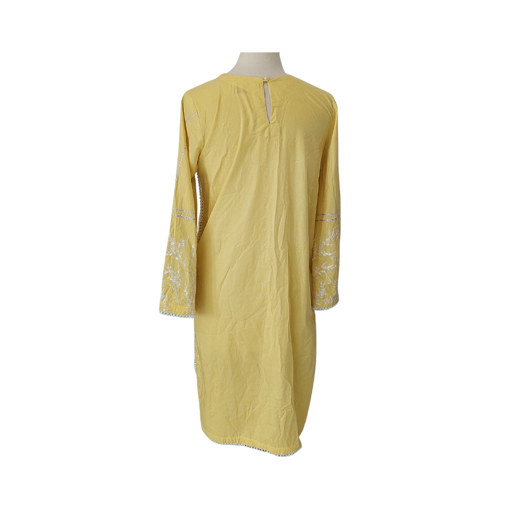 Sana Safinaz Yellow Thread Embroidered Kurta | Gently Used |