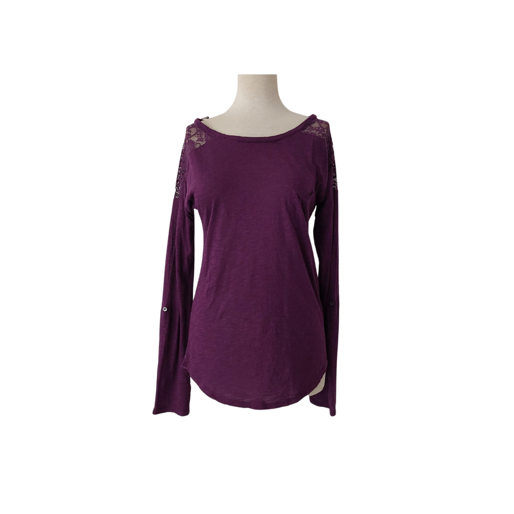 Express Purple Lace-trim Long Sleeves Top | Pre Loved |