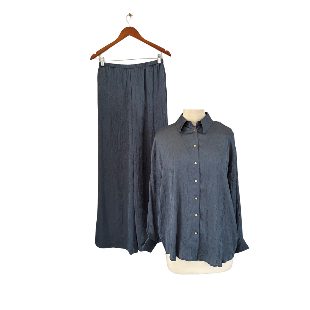 Zara Blue/Grey Wrinkled Co-Ord Set | Brand New |