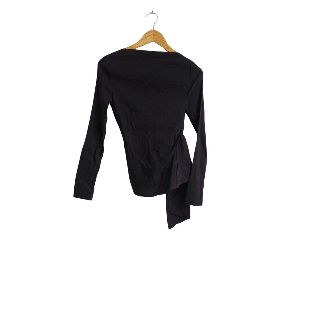 ZARA Black Boat Neck & Waist Tie Top | Pre Loved |