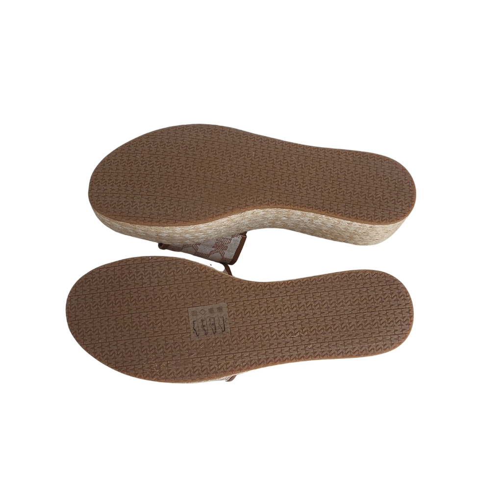 Michael Kors Sadler Logo Jacquard & Jute Wedge Sandal | Brand New |