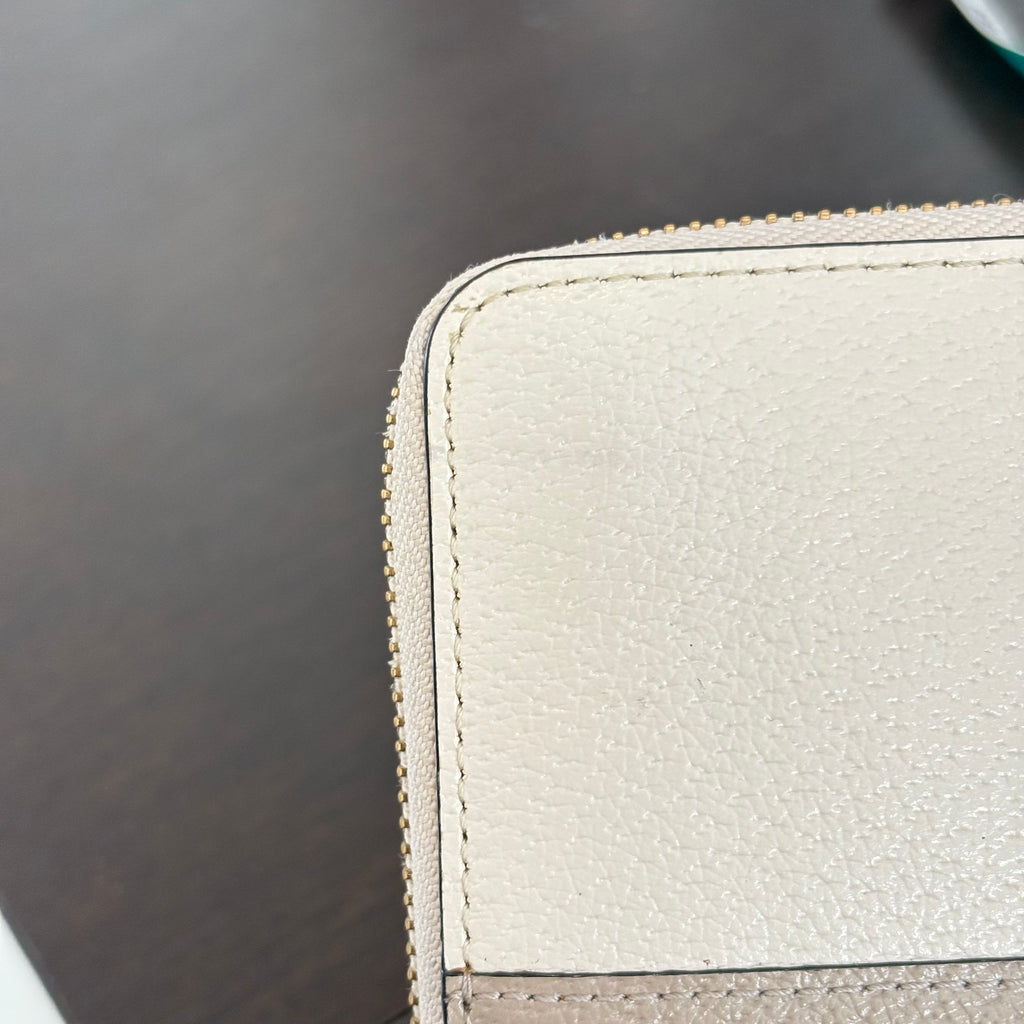 Kate Spade Cream & Taupe 'Spencer' Zip Around Continental Wallet | Gently Used |