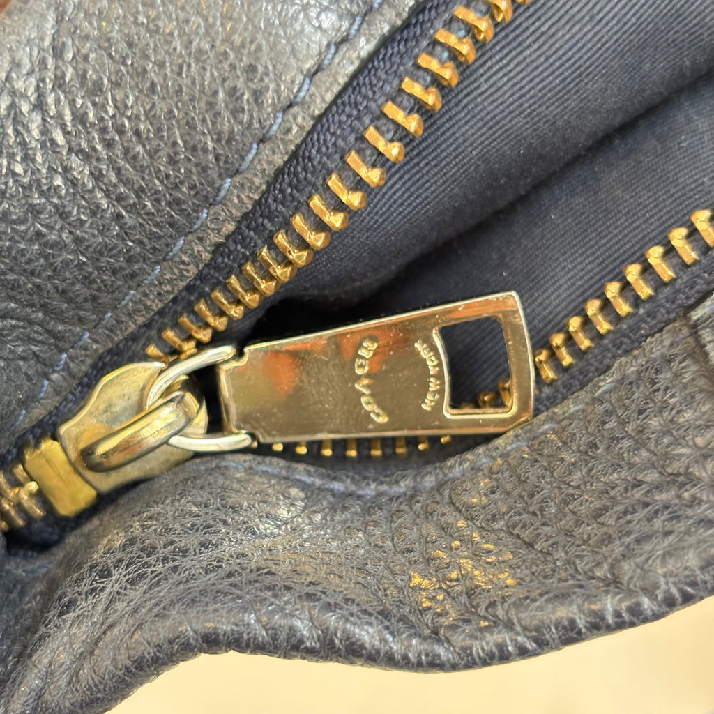 Coach Navy Pebbled Leather 'Isabella' Shoulder Bag | Pre Loved |