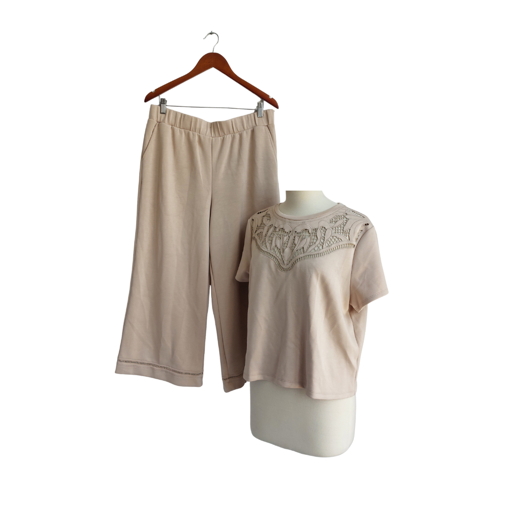 Elie Beige Cutwork Detail Co Ord Set | Brand New |