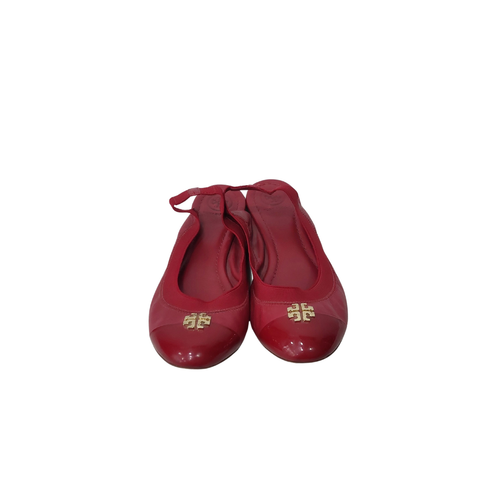 Tory Burch Red Leather 'Jolie' Slingback Flats | Pre Loved |