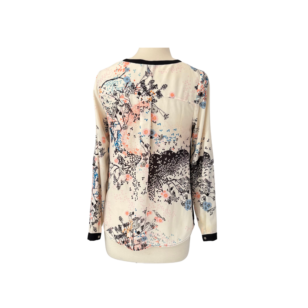 WAREHOUSE Beige & Black Printed Top | Pre Loved |