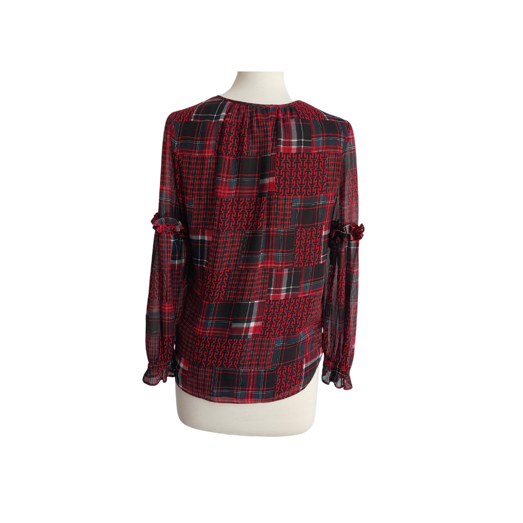 Tommy Hilfiger Red Printed Frill Sleeves Top | Gently Used |