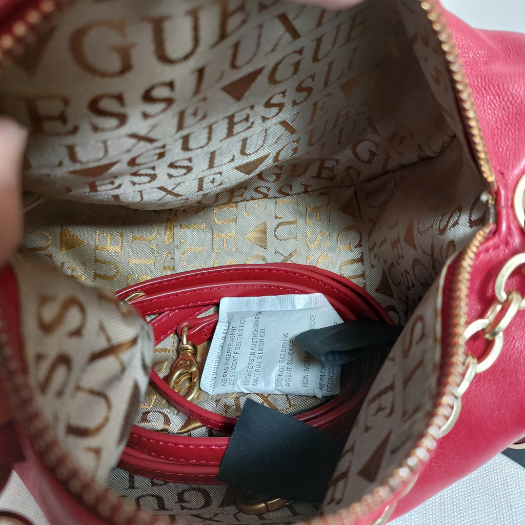 Guess Luxe Red Leatherette Bonbon Mini Crossbody Bag | Pre Loved |