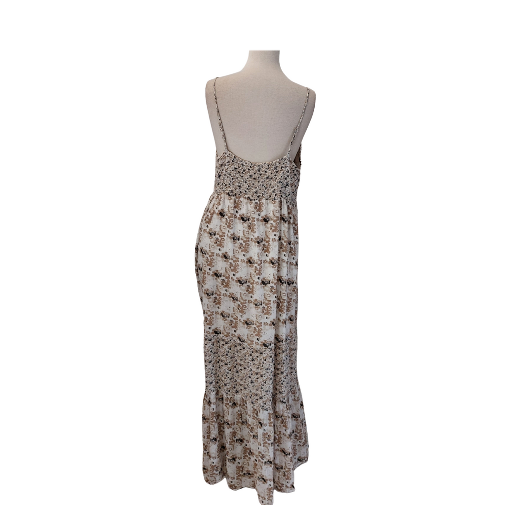 Fransa Light Brown & White Floral Printed Maxi Dress | Pre Loved |