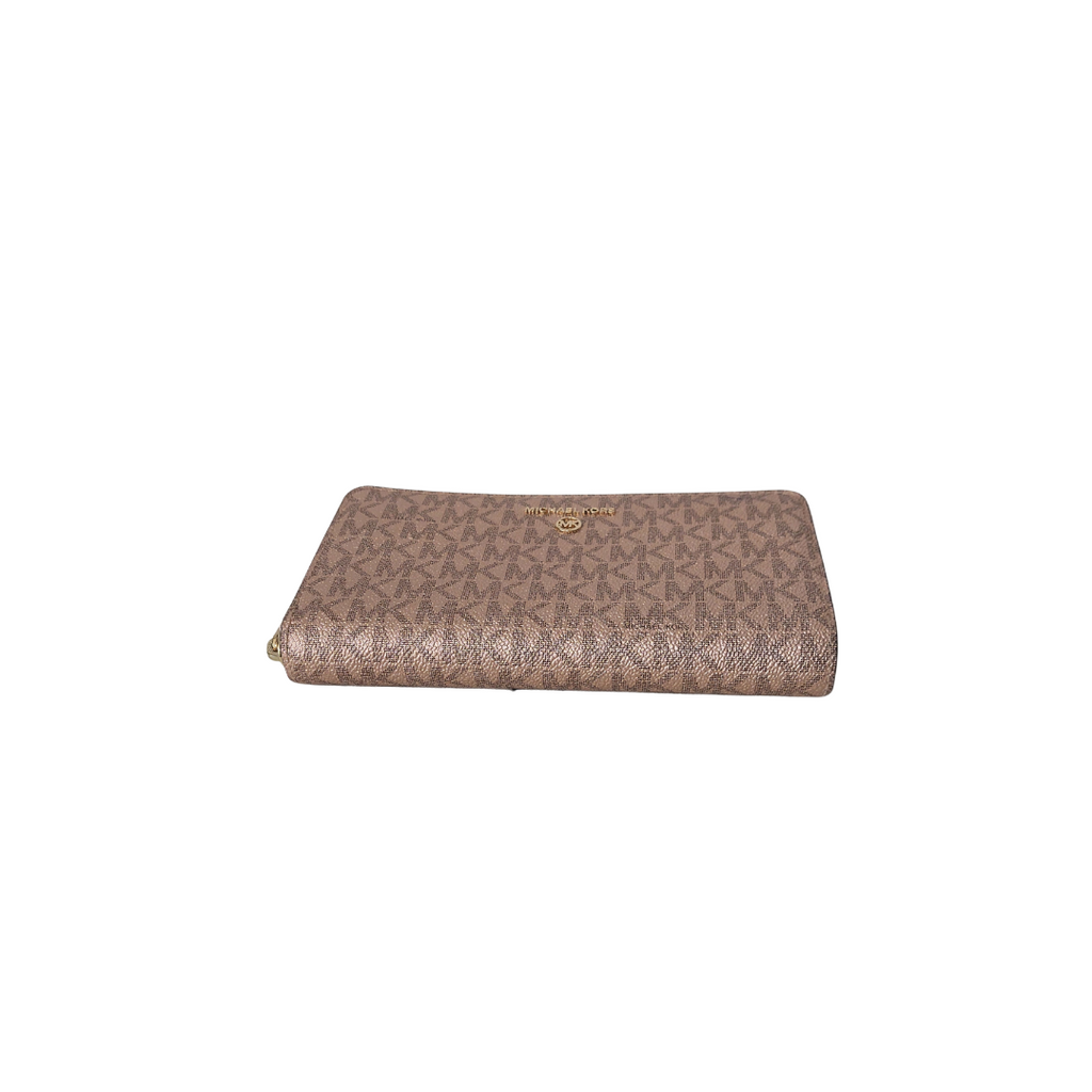 Michael Kors Rose Gold Jet Set Charm Zip Around Wallet | Pre Loved |
