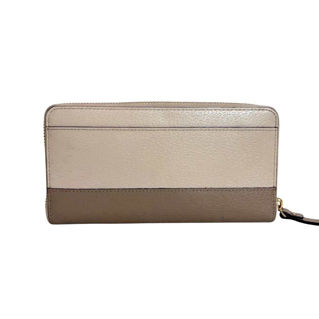 Kate Spade Cream & Taupe 'Spencer' Zip Around Continental Wallet | Gently Used |