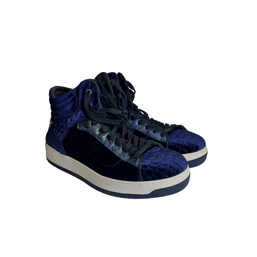ZARA Men's Blue Velvet High-top Sneakers | Gently Used |