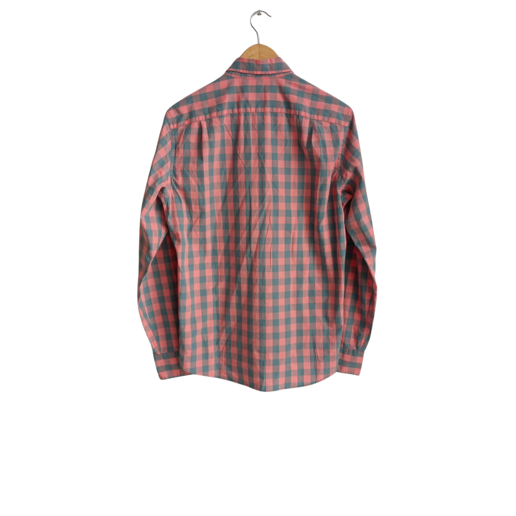 J.Crew Men's Pink Check Print Collared Shirt | Pre Loved |